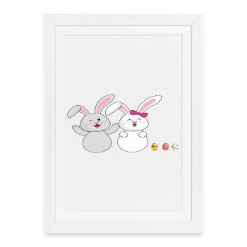 Petit lapin câlin - Affiche encadrée (27 × 37 cm) - blanc - Devant