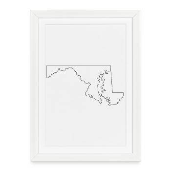 Carte du Maryland - Affiche encadrée (27 × 37 cm) - blanc - Devant
