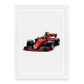 Graphismes de voitures de course - Affiche encadrée (27 × 37 cm) - blanc - Devant