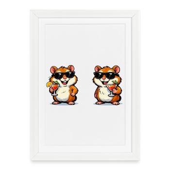 Cocktails de hamsters du soleil - Affiche encadrée (27 × 37 cm) - blanc - Devant
