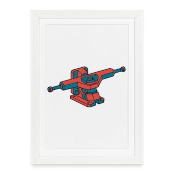 Skateur robuste à l’essieu de skateboard - Affiche encadrée (27 × 37 cm) - blanc - Devant