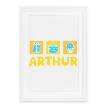 Arthur en cadeau - Affiche encadrée (27 × 37 cm) - blanc - Devant
