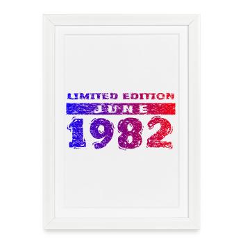 44th Birthday Limited Edition 06/1982 - Framed poster (27 × 37 cm) - white - Front
