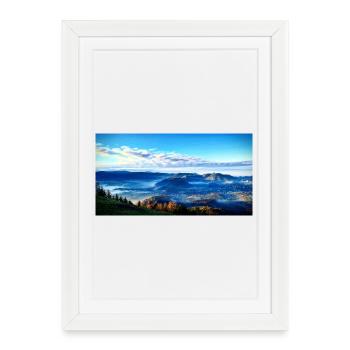 Paysage montagneux matinal de brouillard - Affiche encadrée (27 × 37 cm) - blanc - Devant
