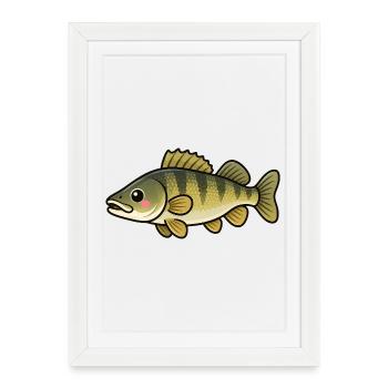 Mignons Zander Kids Fishing Design - Affiche encadrée (27 × 37 cm) - blanc - Devant