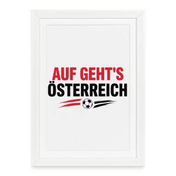 Auf Geht's Österreich Foot Autriche | Supporter - Affiche encadrée (27 × 37 cm) - blanc - Devant