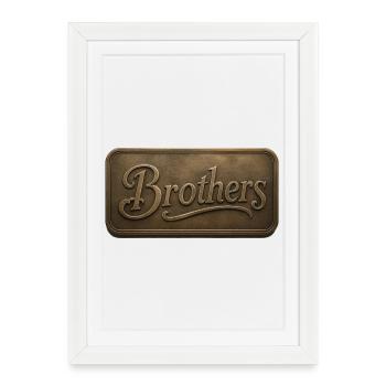 Plaque en relief de bronze des Frères - Affiche encadrée (27 × 37 cm) - blanc - Devant