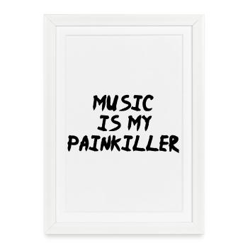 La musique est mon analgésique - Affiche encadrée (27 × 37 cm) - blanc - Devant
