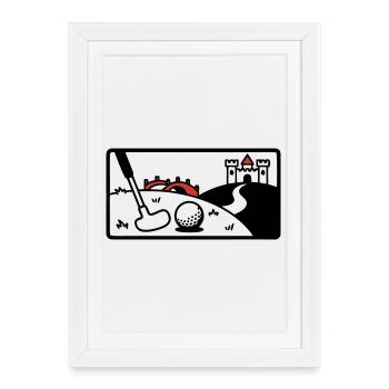 Minigolf Retro Cartoon Golfball JGA Team - Affiche encadrée (27 × 37 cm) - blanc - Devant