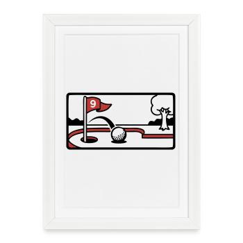 Minigolf Retro Cartoon Golfball JGA Team - Affiche encadrée (27 × 37 cm) - blanc - Devant