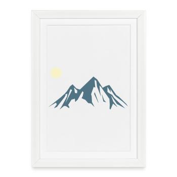 Lever de soleil en silhouette de montagne - Affiche encadrée (27 × 37 cm) - blanc - Devant
