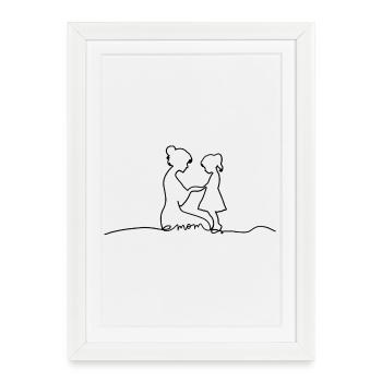 Maman Fille Art en ligne Maman Cadeau Amour Design - Affiche encadrée (27 × 37 cm) - blanc - Devant