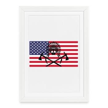 Indian skull and American flag - Framed poster (27 × 37 cm) - white - Front