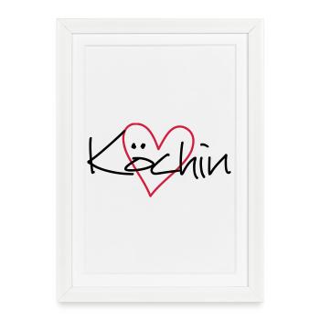 Cook heart hobby chef kitchen gift idea - Framed poster (27 × 37 cm) - white - Front