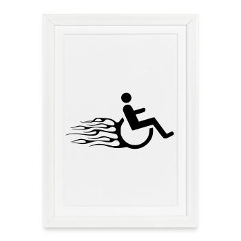 Wheelchair user with flames # - Framed poster (27 × 37 cm) - white - Front