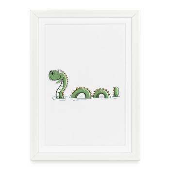 Funny Sea Monster - Monster - Nessie - Comic - Framed poster (27 × 37 cm) - white - Front
