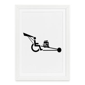 Image d’un fauteuil roulant avec moteur V8 # - Affiche encadrée (27 × 37 cm) - blanc - Devant