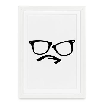 lunettes hippie nerd - Affiche encadrée (27 × 37 cm) - blanc - Devant