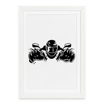 conduire une moto - Affiche encadrée (27 × 37 cm) - blanc - Devant