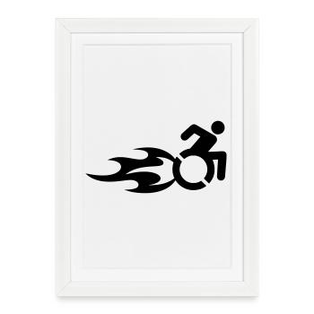 Wheelchair user with flames # - Framed poster (27 × 37 cm) - white - Front