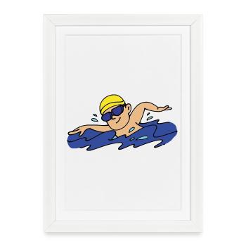 Nageur - Affiche encadrée (27 × 37 cm) - blanc - Devant