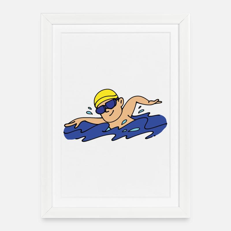 Swimmer - Framed poster (27 × 37 cm) - white