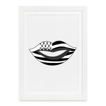 Bouche Breizh avec Gwenn Ha Du Bisous de Bretagne - Affiche encadrée (27 × 37 cm) - blanc - Devant