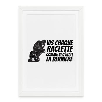 raclette, fromage fondu - Affiche encadrée (27 × 37 cm) - blanc - Devant