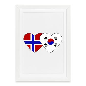 Norvège Corée du Sud Drapeau Coeur - Affiche encadrée (27 × 37 cm) - blanc - Devant