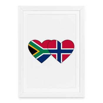 Afrique du Sud Norvège Flag Heart - Affiche encadrée (27 × 37 cm) - blanc - Devant
