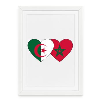 Algérie Maroc Flag Coeur - Affiche encadrée (27 × 37 cm) - blanc - Devant