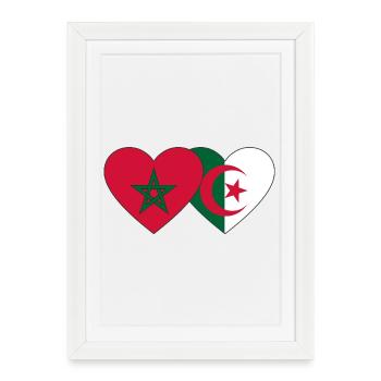 Maroc Algérie Drapeau Coeur - Affiche encadrée (27 × 37 cm) - blanc - Devant