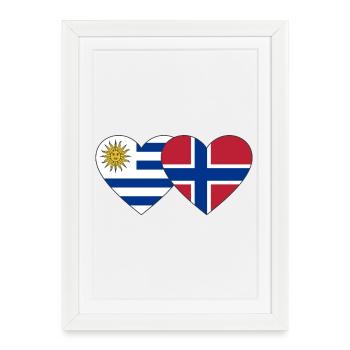 Uruguay Norway Heart Flag - Framed poster (27 × 37 cm) - white - Front