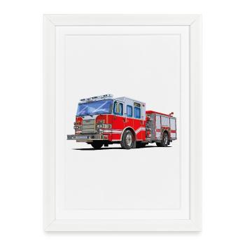 Camion de pompiers avec lequel tout le monde veut se rendre sur les lieux - Affiche encadrée (27 × 37 cm) - blanc - Devant