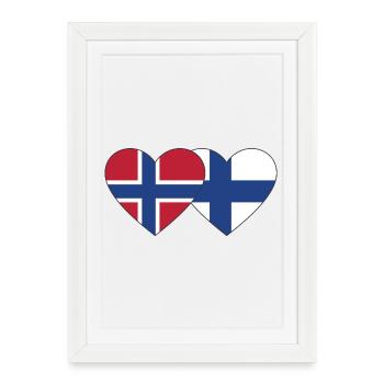 Norvège Finlande Flag Coeur - Affiche encadrée (27 × 37 cm) - blanc - Devant