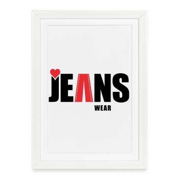 Jeans Wear Heart - Affiche encadrée (27 × 37 cm) - blanc - Devant