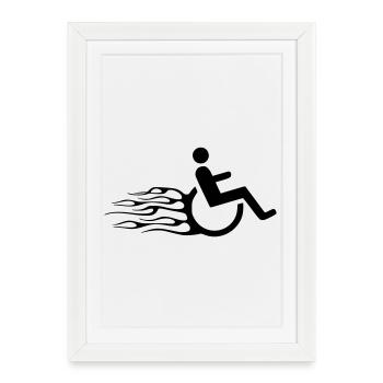 Wheelchair symbol with flames * - Framed poster (27 × 37 cm) - white - Front