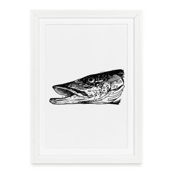 Pike - Pike Fishing - Favorite Fish - Framed poster (27 × 37 cm) - white - Front