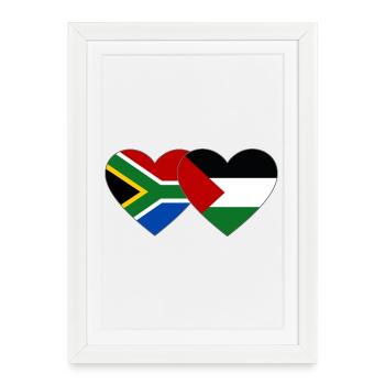 Afrique du Sud Palestine drapeau coeur - Affiche encadrée (27 × 37 cm) - blanc - Devant