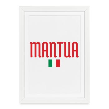 Drapeau de Mantoue-Italien Typographie audacieuse inspirée - Affiche encadrée (27 × 37 cm) - blanc - Devant