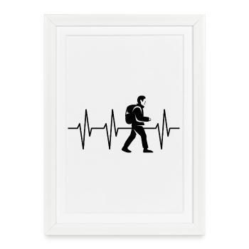Randonneurs qui ont le cœur battant - Wanderliebe Puls - Affiche encadrée (27 × 37 cm) - blanc - Devant