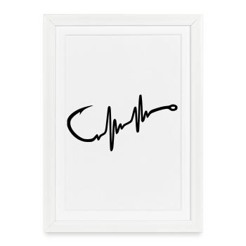 Fishing Hook Heartbeat - Framed poster (27 × 37 cm) - white - Front