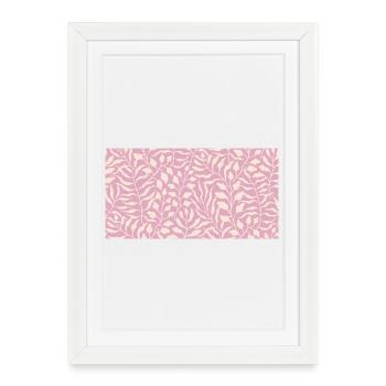 Élégant motif de feuilles en rose pâle - Affiche encadrée (27 × 37 cm) - blanc - Devant