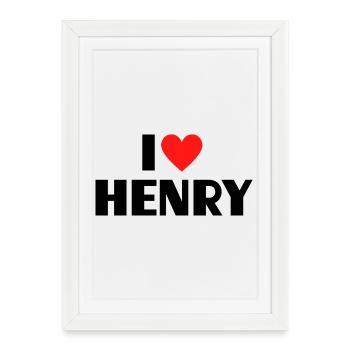 J'aime Henry Red Heart Love Fan Gift - Affiche encadrée (27 × 37 cm) - blanc - Devant
