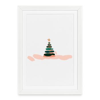 Superbe illustration d'arbre de Noël - Affiche encadrée (27 × 37 cm) - blanc - Devant
