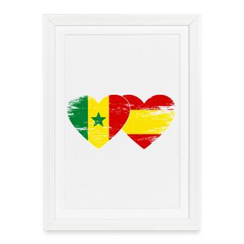 Espagne Sénégal Drapeau Coeur utilisé - Affiche encadrée (27 × 37 cm) - blanc - Devant