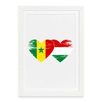 Sénégal Hongrie Drapeau Coeur utilisé - Affiche encadrée (27 × 37 cm) - blanc - Devant