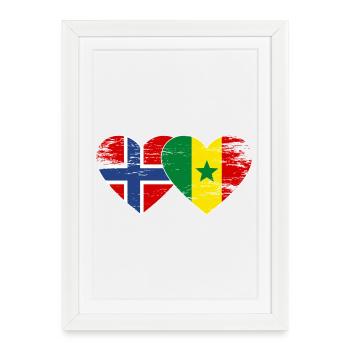 Norvège Sénégal Drapeau Coeur - Affiche encadrée (27 × 37 cm) - blanc - Devant