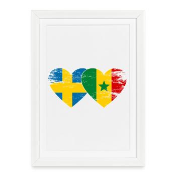 Suède Sénégal Drapeau Coeur utilisé - Affiche encadrée (27 × 37 cm) - blanc - Devant