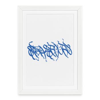 Le Souvenir Bleu de Strasbourg (Rues de Strasbourg) - Affiche encadrée (27 × 37 cm) - blanc - Devant